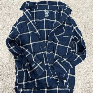 Navy and White Boys Flannel Shirt